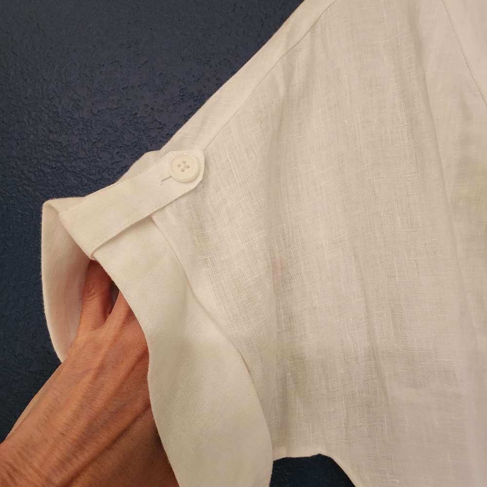 EQUIPMENT Bernyce Belted Linen Mini Dress In White Size 4 - Picture 8 of 16